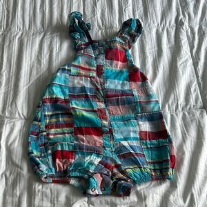 Kelly’s kids sz 4 Colorful Plaid Baby Romper gingham patchwork girls ruffle